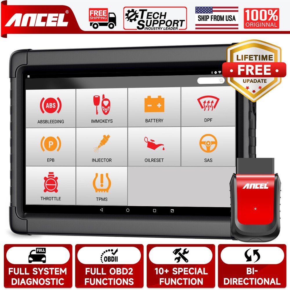 Ancel X6 OBD2 Scanner Bi-directional All System Diagnostic Tool ABS SAS DPF TPMS