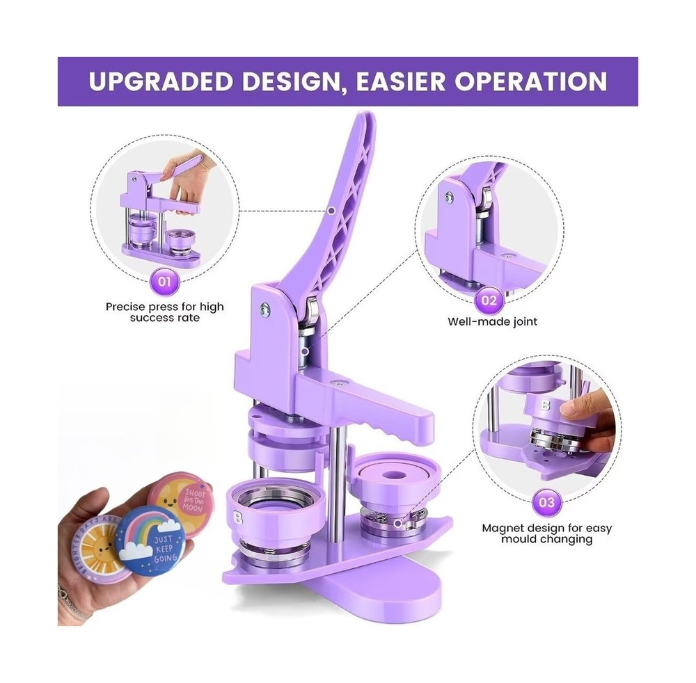 Mryitcal Button Maker Machine Multiple Sizes, 1''+1.25''+2.25'' Pin Maker But...