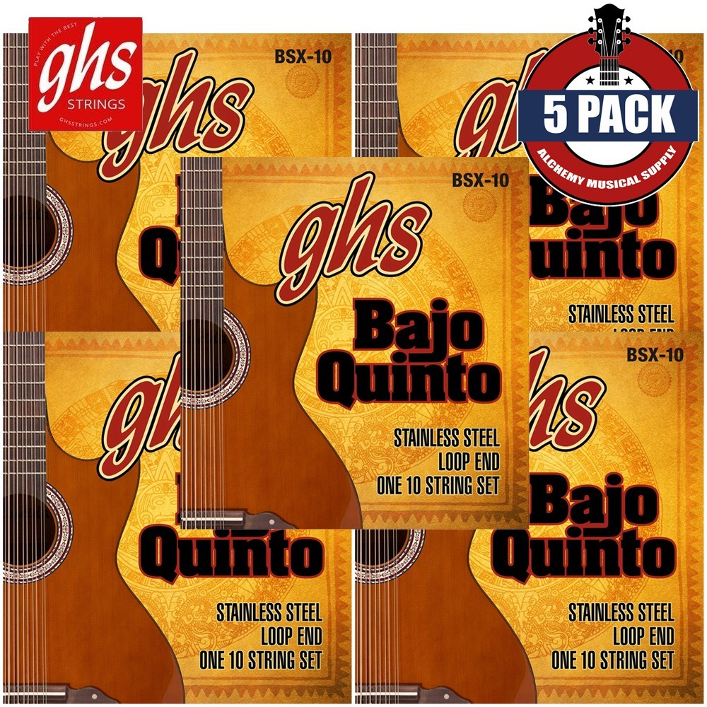 5-PACK GHS Strings GHS Stainless Steel Bajo Quinto Strings Loop End BSX-10