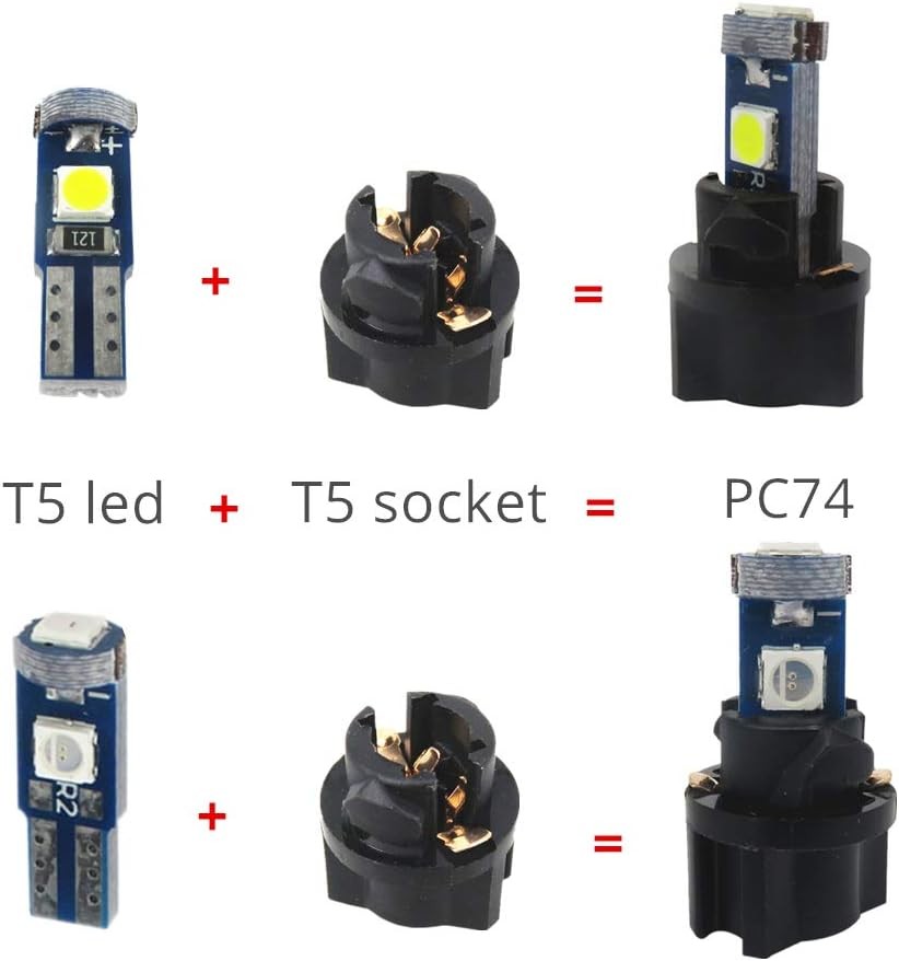 74 LED Bulb Dash Light Extremely Bright Wedge PC74 Twist Socket