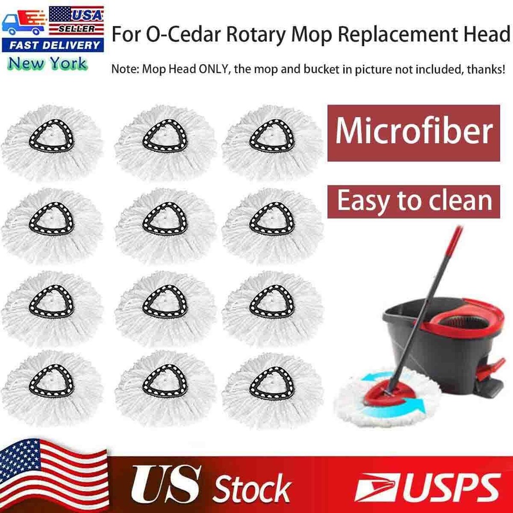 2-12 PCS Microfiber Mop Heads for O-cedar Cleaning Pad Spin Mop Refill Pack