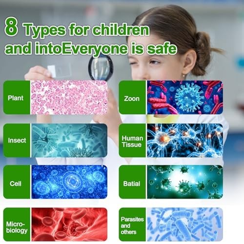 120 Microscope Slides Set with Specimens - Plant, Insect, Animal & Algae for Sci