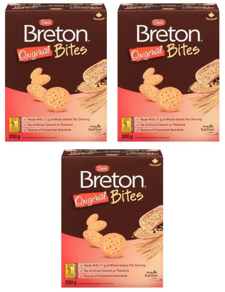 Dare Breton Original Bites Crackers, 200g (3 Pack)