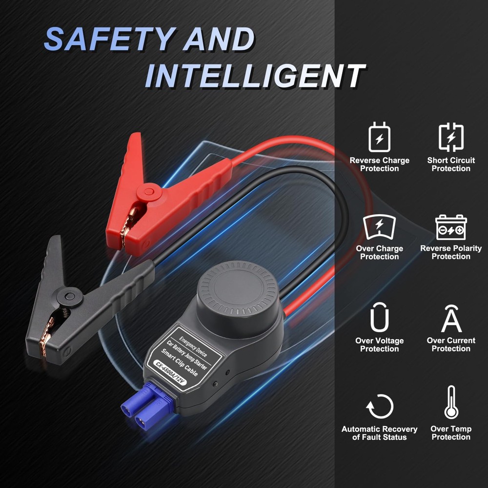 Smart Jump Starter Clamp, MultiProtection Portable Automotive Emergency Boost...