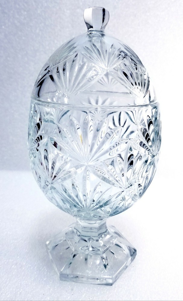 Clear Glass Container Embossed Tabletop Candy/ Easter Beautiful