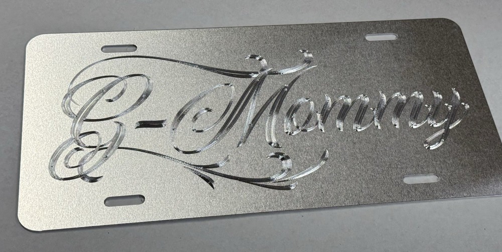 Custom Personalized Name REFLECTIVE Diamond Etched Silver License Plate Car Tag