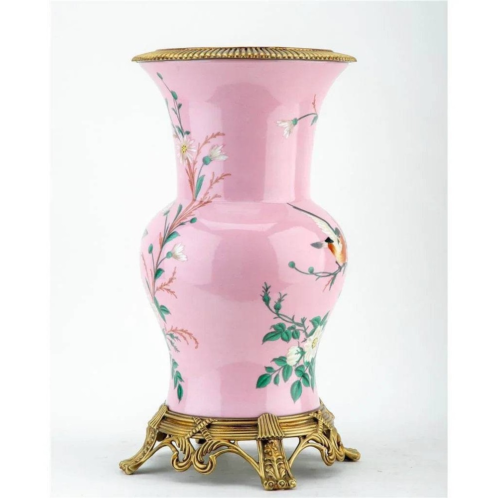 Khom Pink Floral Pattern Vase - Delamere Design