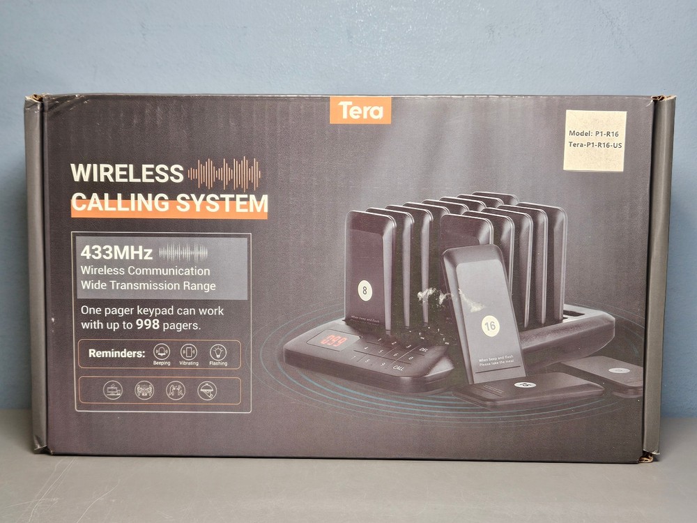 Tera Wireless Calling System - 16 Rechargeable Restaurant Pagers - New in Box!