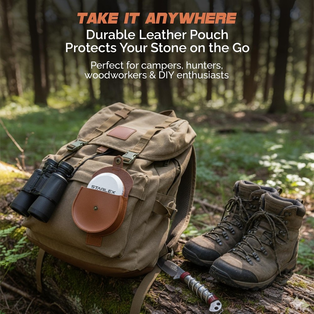 Axe Sharpener | Multipurpose Whetstone 3 Piece Kit Orange/White, Orange/White