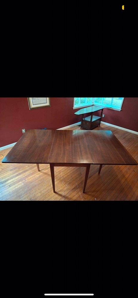 AUTHENTIC MCM KINDEL GRAND RAPIDS WALNUT DINNING FOLD DOWN TABLE / GATE LEGS