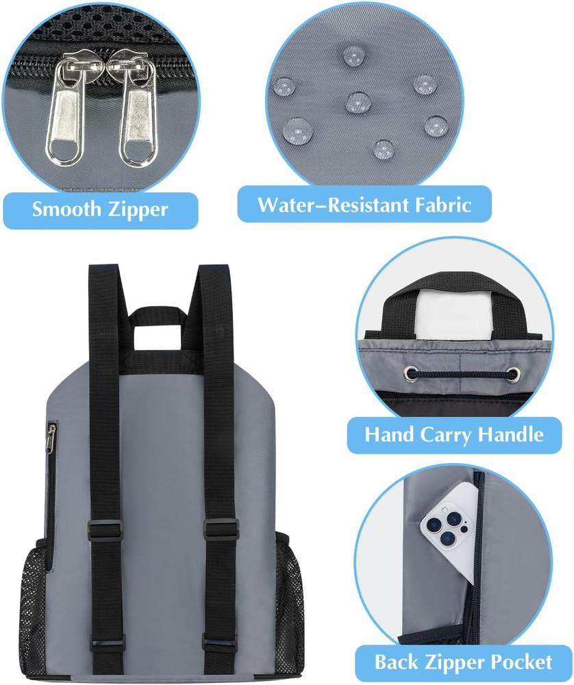Sandproof Drawstring Backpack with Shoe Compartment and Wet Pocket - Grey