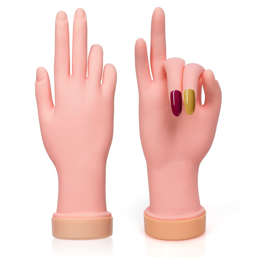 2 Pack Practice Nail Tips Art Trainer Training Hand Tool Flexible Bendable Mo...