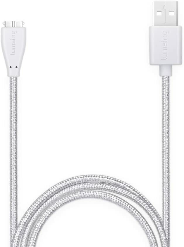 2 Lumsing Fitbit Charge HR USB Nylon charging Cable 1 ft/33cm White/Silver [B41]