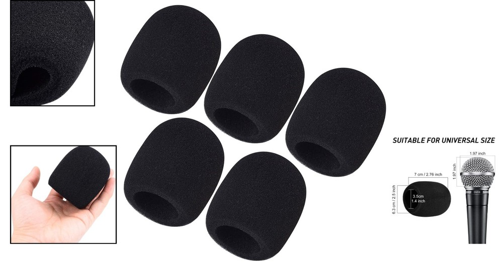 Soft Foam Microphone Windscreens - 5 Pack for Optimal Performance and Hygiene