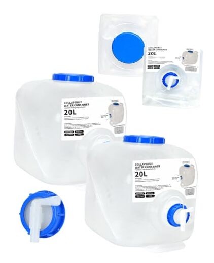 2 Pack 5.3 Gallon Collapsible Water Container Camping Water Container with