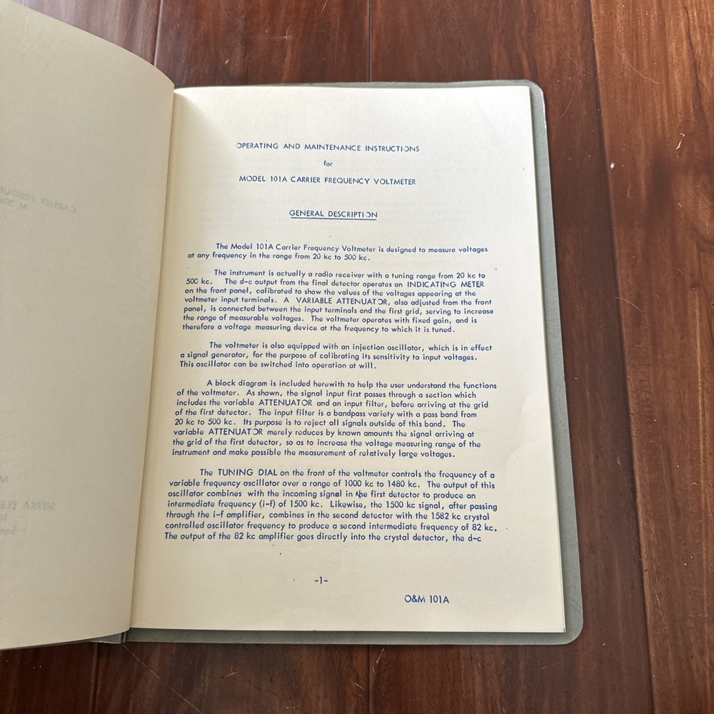 Sierra Electronic Model 101A Carrier Frequency Voltmeter Operating