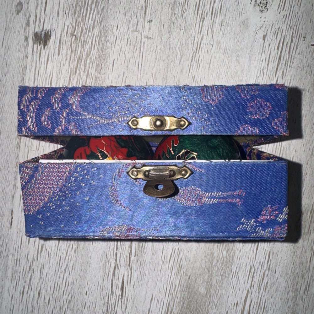 Vintage CHINESE BAODING BALLS w/ Case - Chime Therapy Meditation