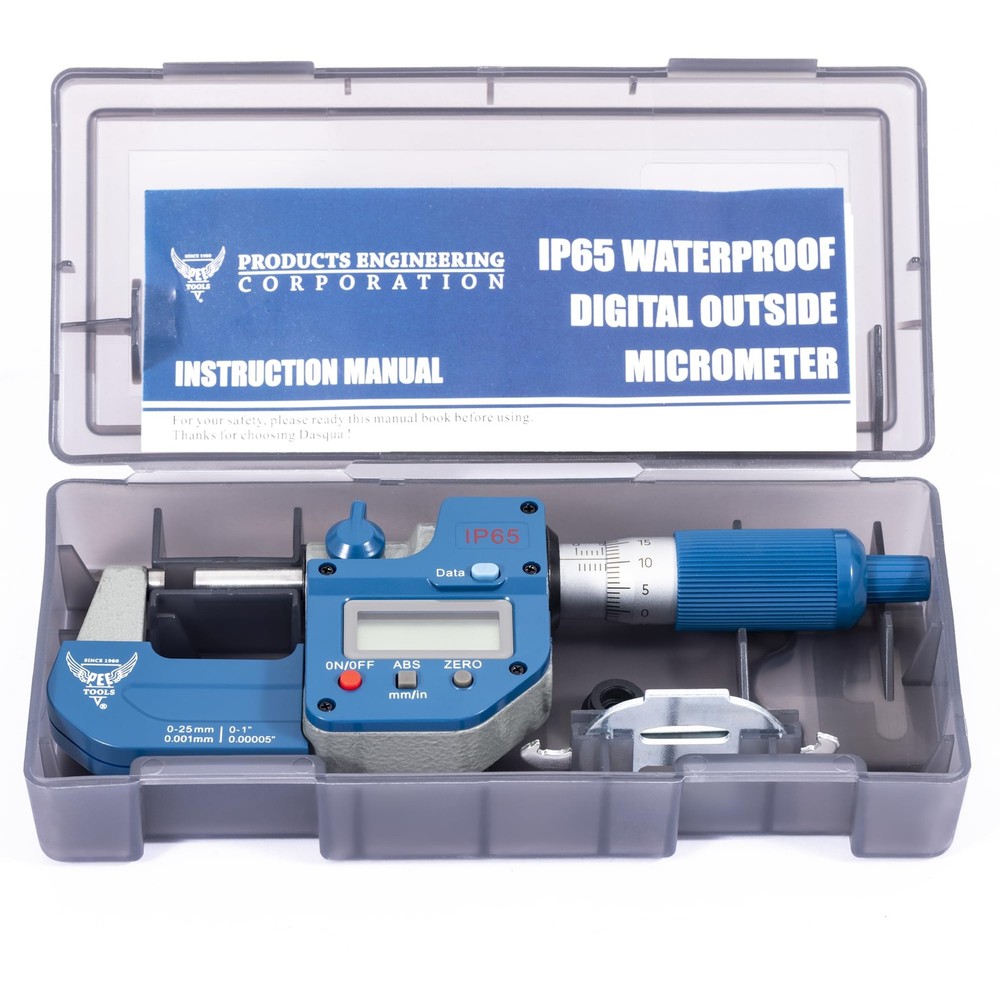 PEC Tools IP65 Absolute Origin Digital Micrometer 0-1"