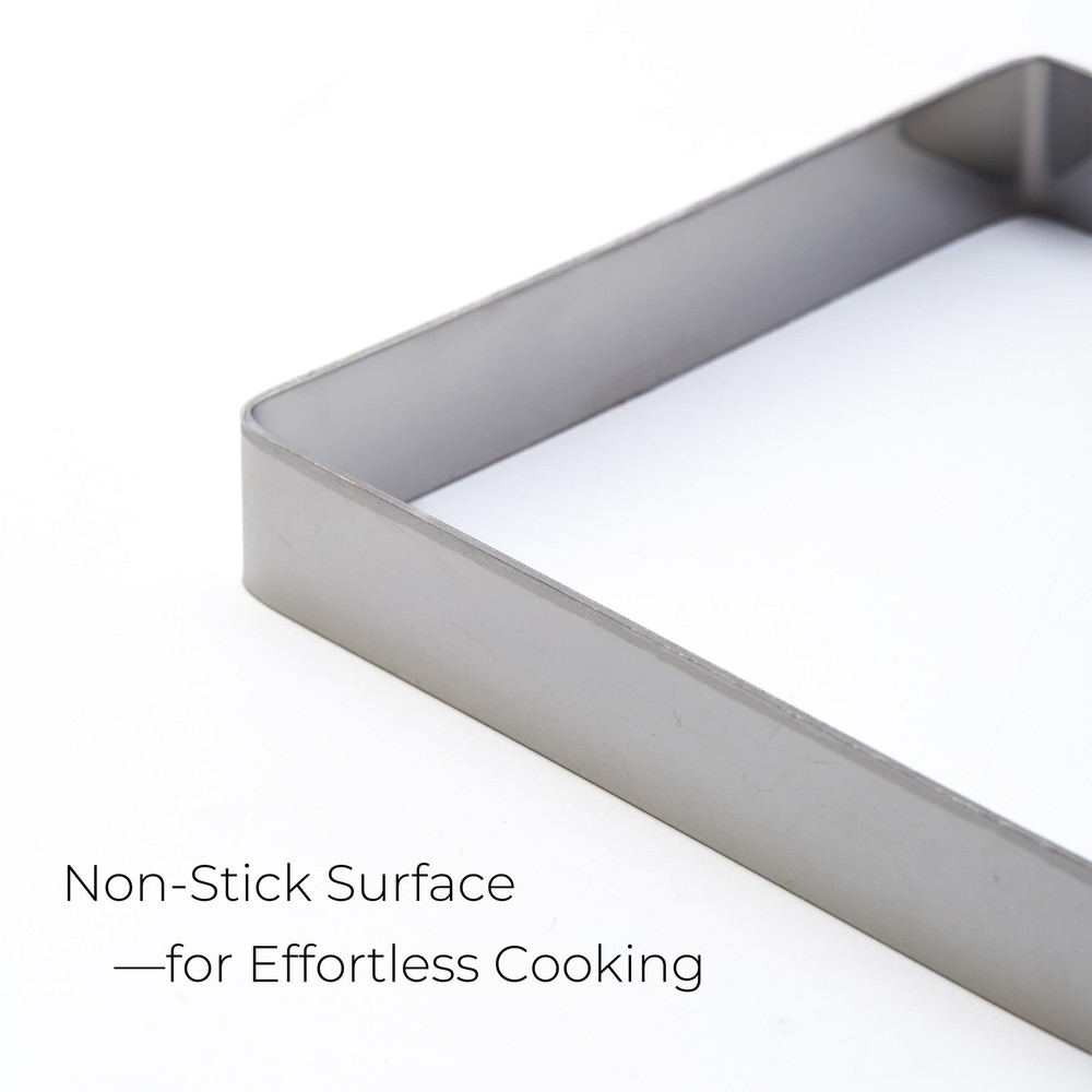 Square Egg Mold for Griddle Stainless Steel Ring with Collapsible Handle