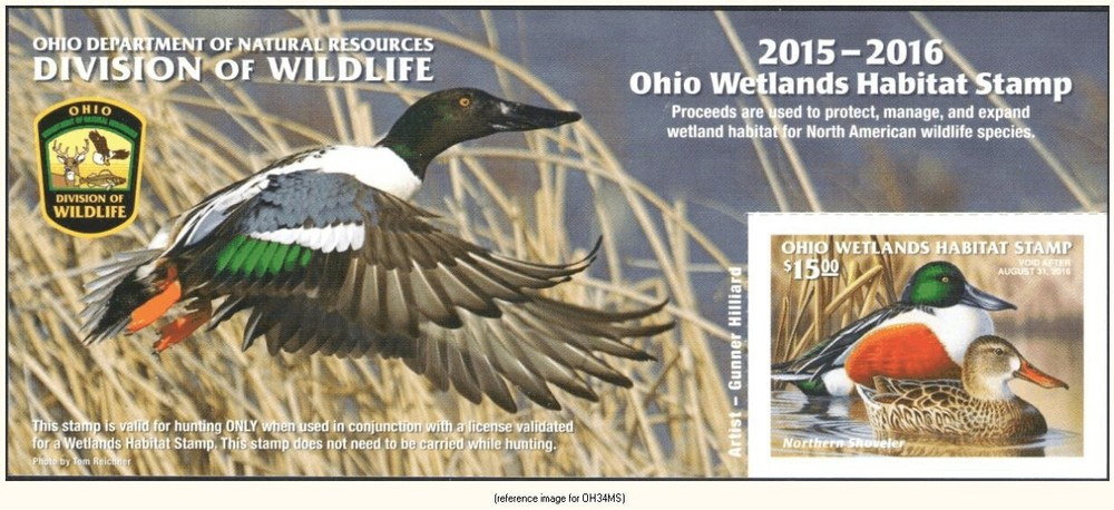 D2K Ohio Duck Stamp 2015 $15.00 minisheet