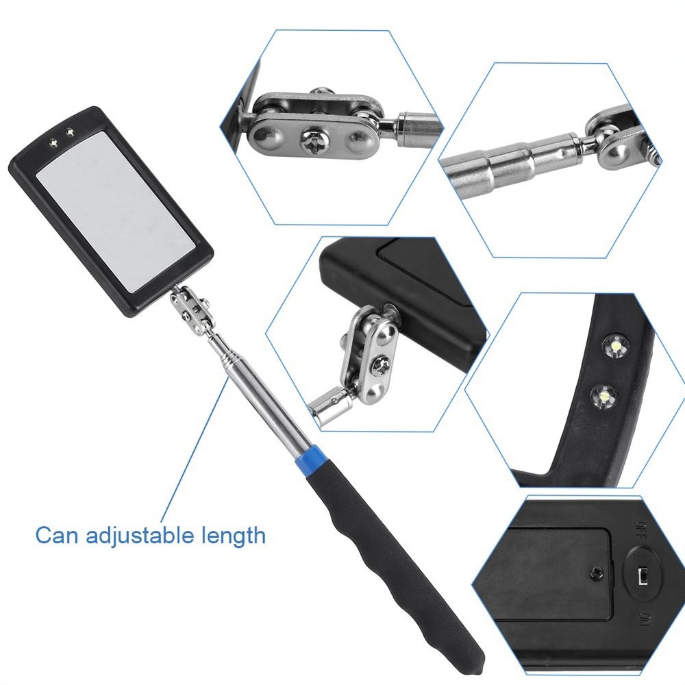 Telescopic Magnifying Inspection Mirror, LED Lighted Flexible Adjustable...