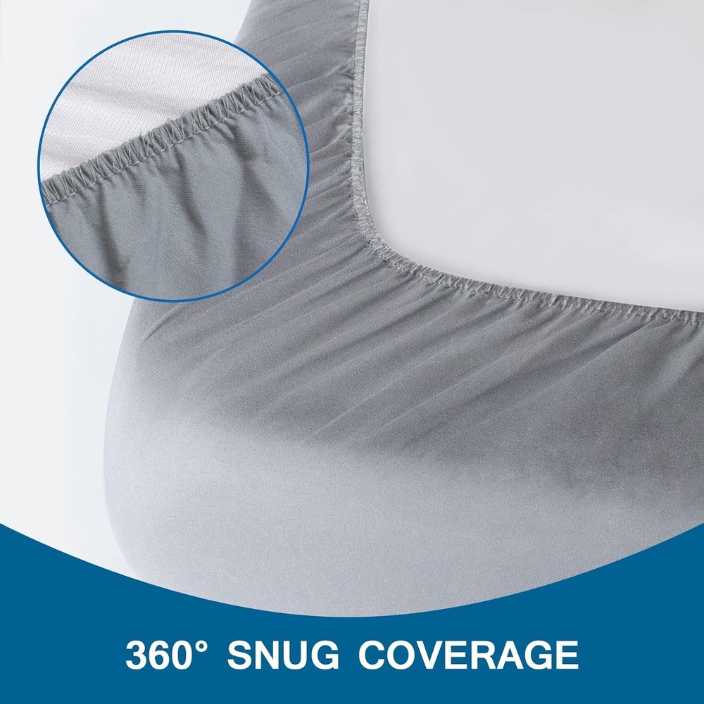 Breathable Gray Microfiber Cot Sheets - Snug Fit for Trifold Mattresses, 9" Deep