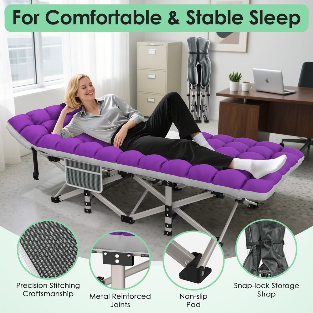 Camping Cot, Folding Camping Cot Bed for Adults Sleeping 1200D Double Layer O...