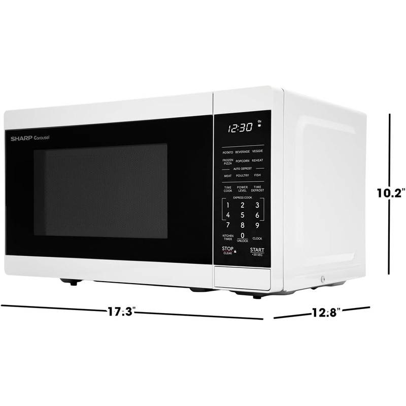 700W Compact Microwave Oven W/ Turntable Auto Cook Defrost Timer Kitchen Use