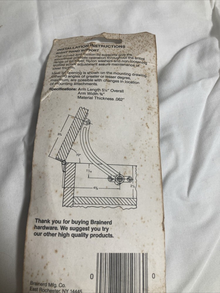 Brainerd friction lid support RIGHT Hand R1086XC