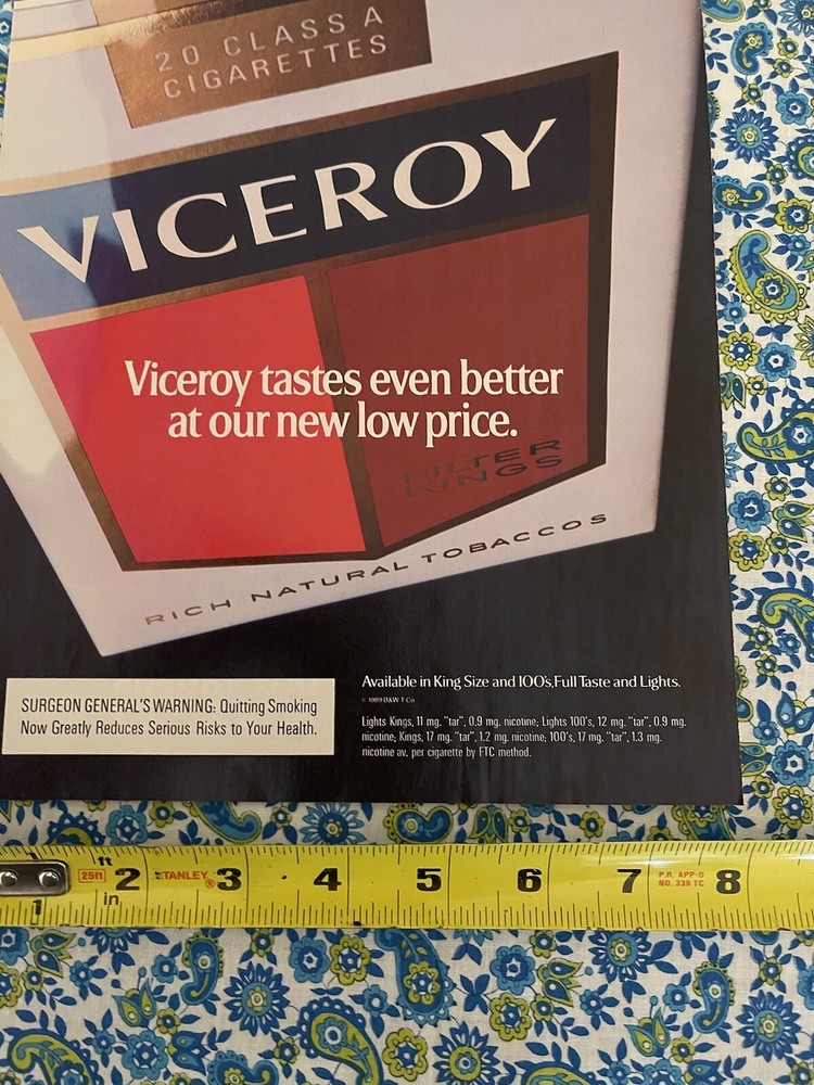 Vintage 1989 Viceroy Cigarettes Print Ad