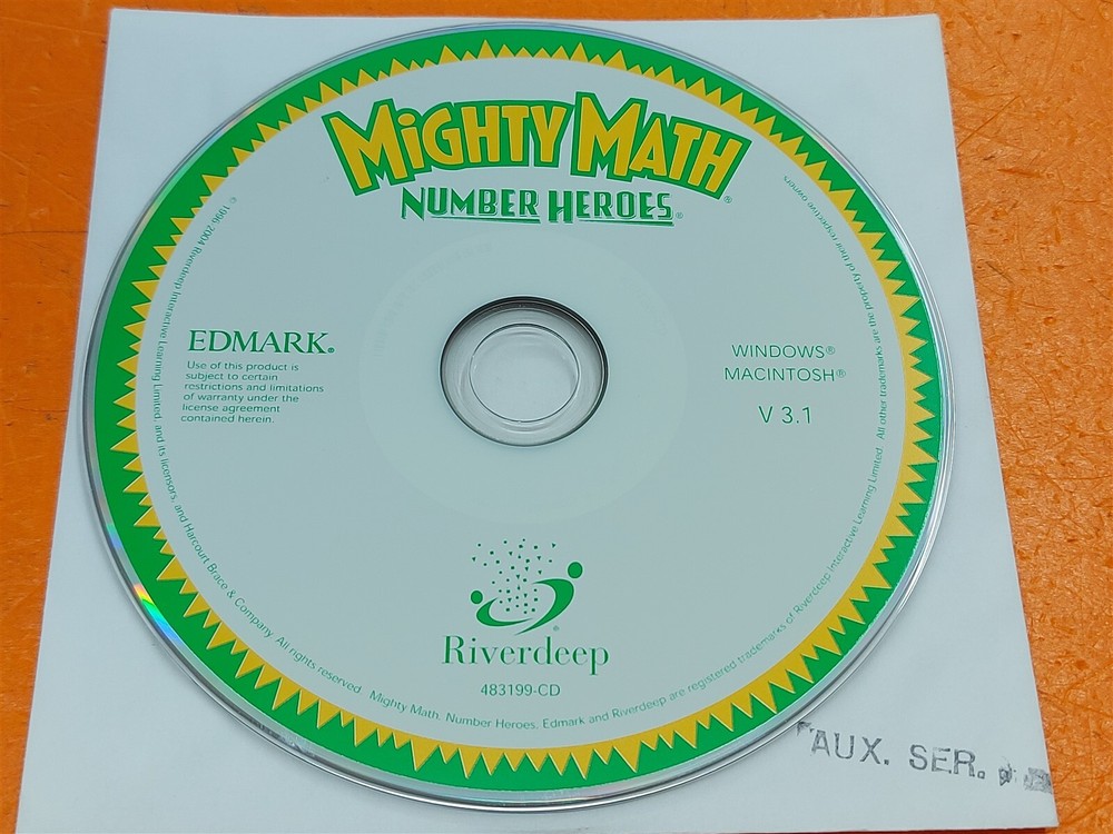 ⭐️⭐️⭐️⭐️⭐️ PC CD-ROM Edmark Mighty Math: Number Heroes V3.1 Windows/Mac