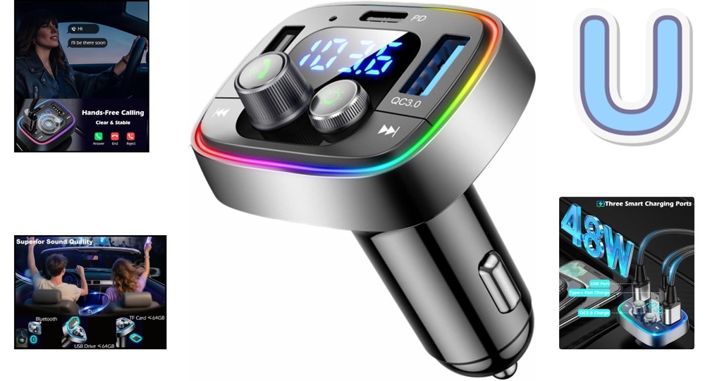 Bluetooth 5.4 Car Adapter with Fast Charging and Hands-Free Calling Experience
