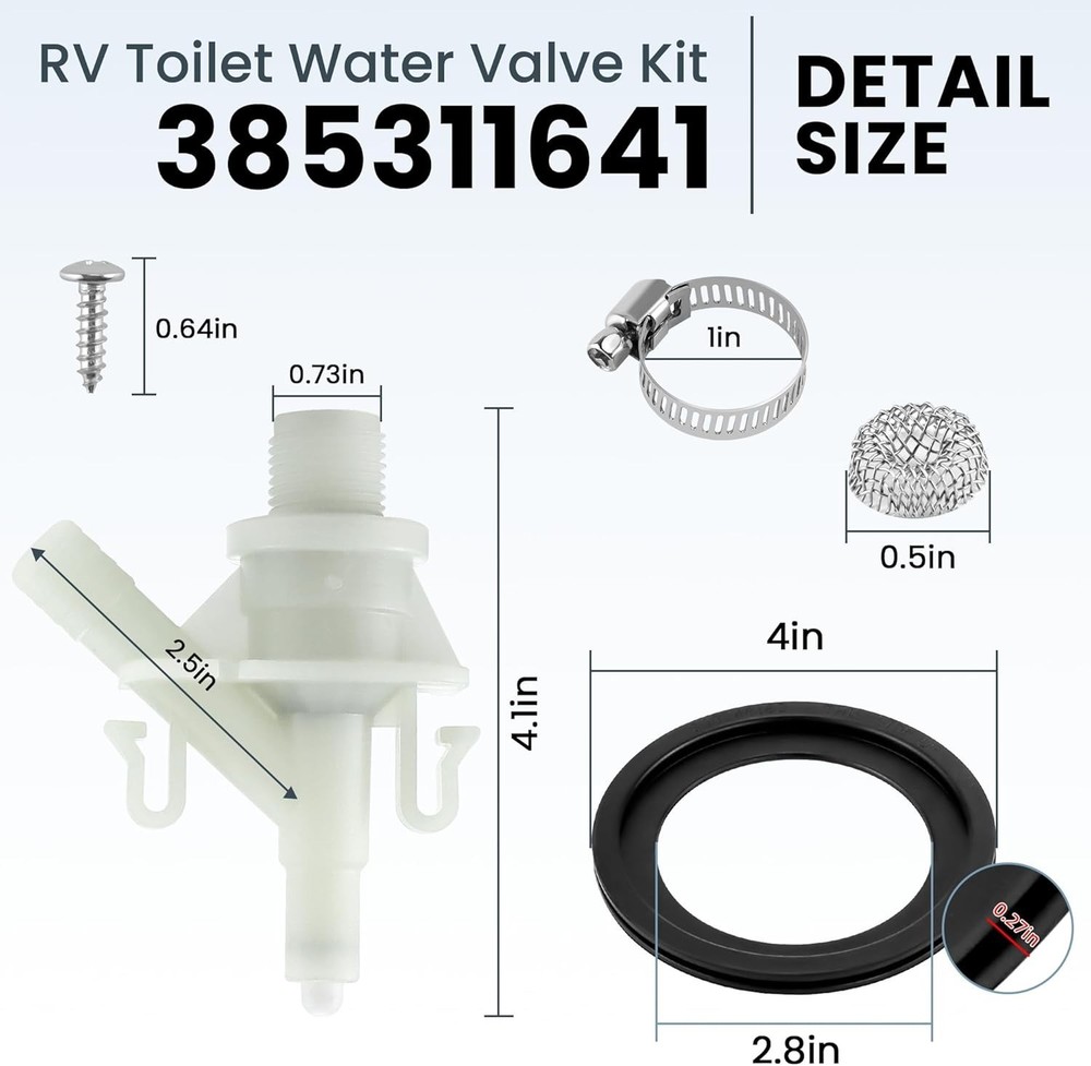 4x Plastic Water Valve Kit For Dometic 300 310 320 Series RV Toilet Repair Flush