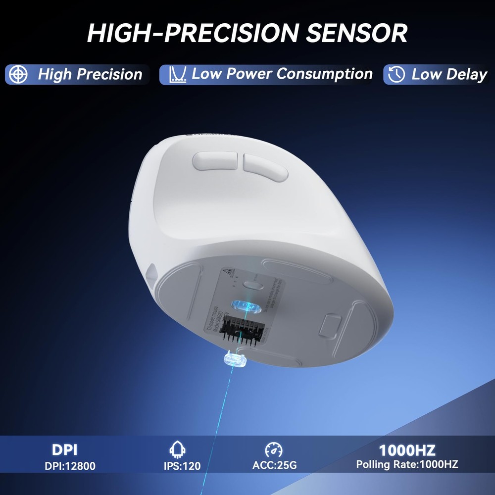 SM520 Ergonomic with 24000 DPI, Vertical with Programmable Side Button, Wirel...