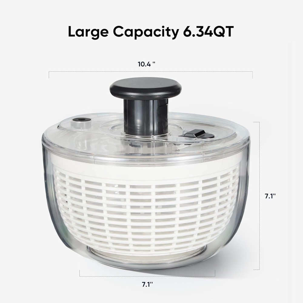 6.4 Qt Large Lettuce Spinner Plastic Vegetable Fruit Washer, Vegetable Cleane...