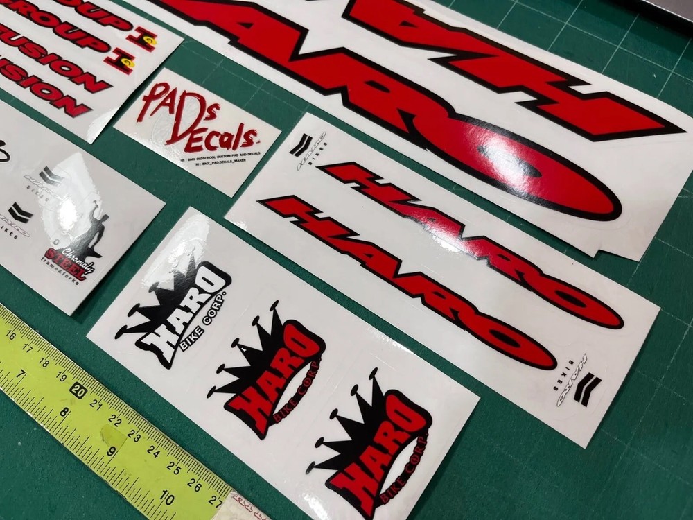 Haro group1 solid RED bmx sticker decals on clear