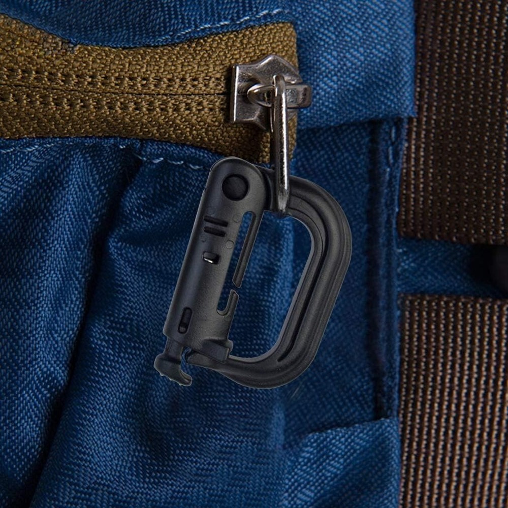 18PCS Multipurpose Grimlock D-Ring Locking Molle Clip Tactical Hanging Hook Bag