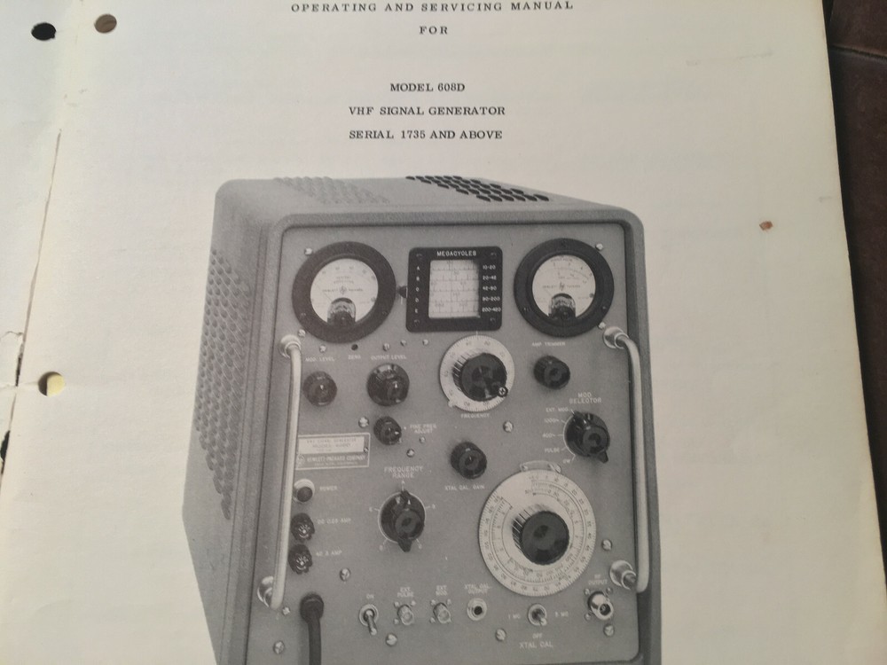 Hewlett Packard 608D VHF Signal Generator Operation & Service Manual