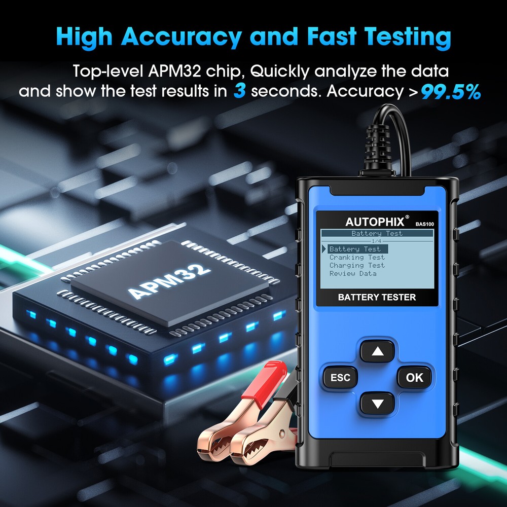 AUTOPHIX BAS100 Car Battery Tester 24V 12V Load Tester Charging System Analyzer