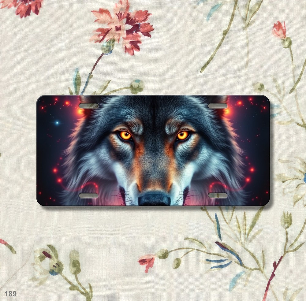 Hyperrealistic Wolf License Plate Personalized Vanity Plate Birthday Gift