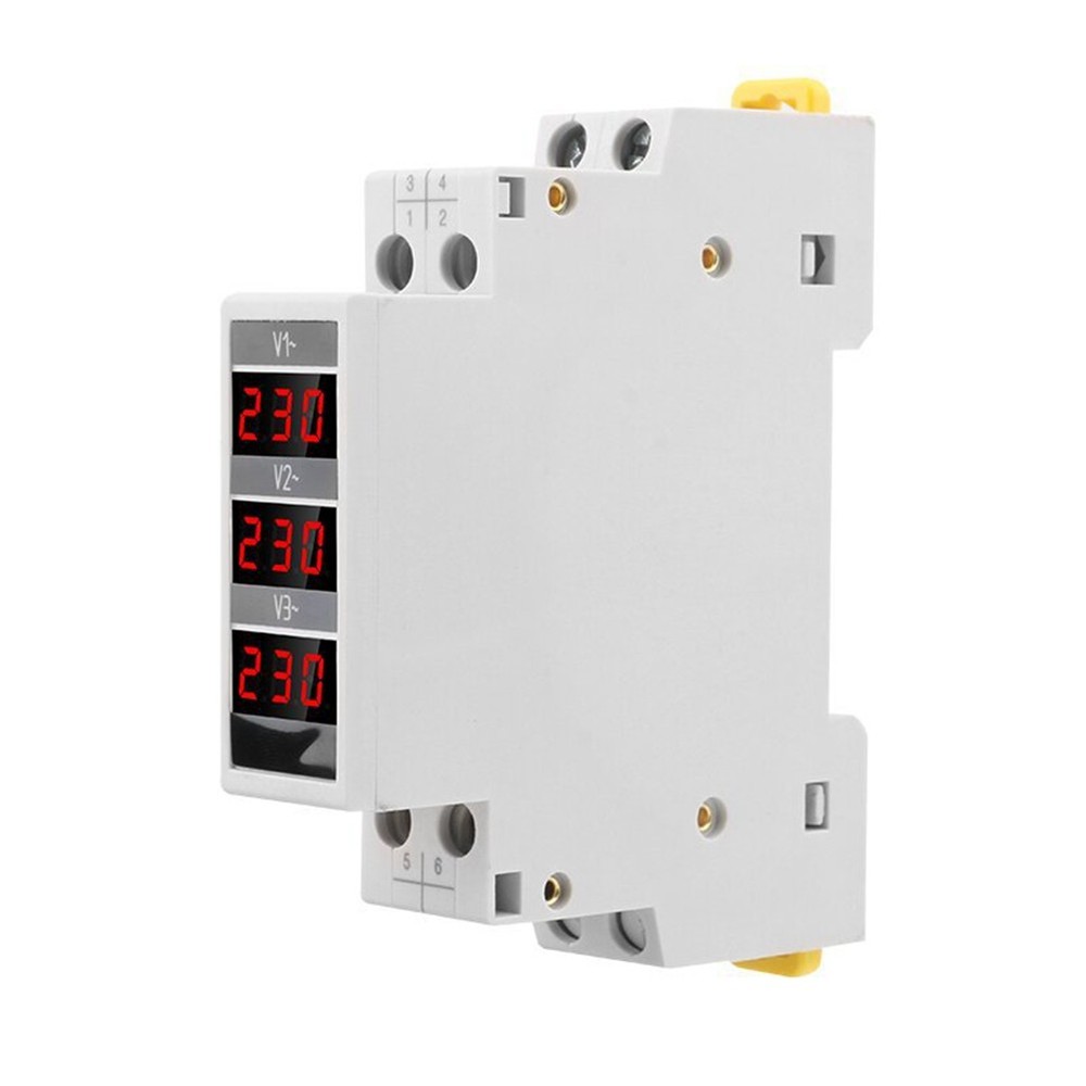 Modular LED Digital Three-Phase Voltmeter for Din Rail Voltage Meter7519