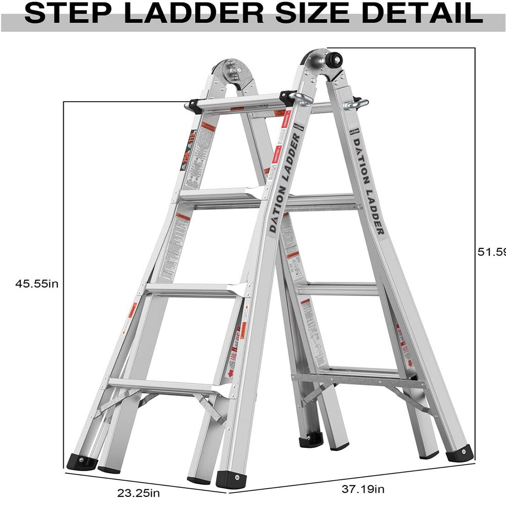 Portable 17Ft Aluminum Ladder Folding Extension Stepladder Tool Workshop Ladder