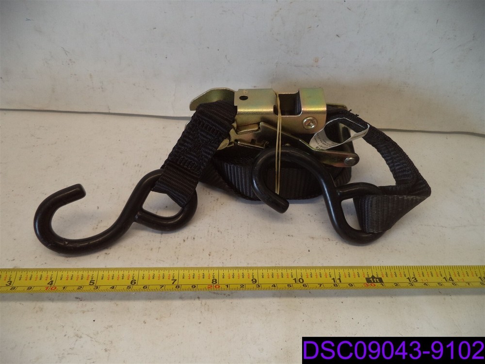 1" x 15' Heavy Duty Ratchet Strap with Vinyl Hooks