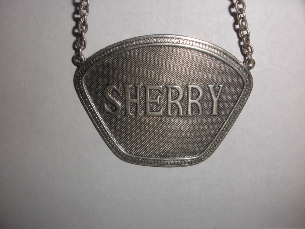 Vintage Sherry Wine Decanter Bottle Label Sterling Silver