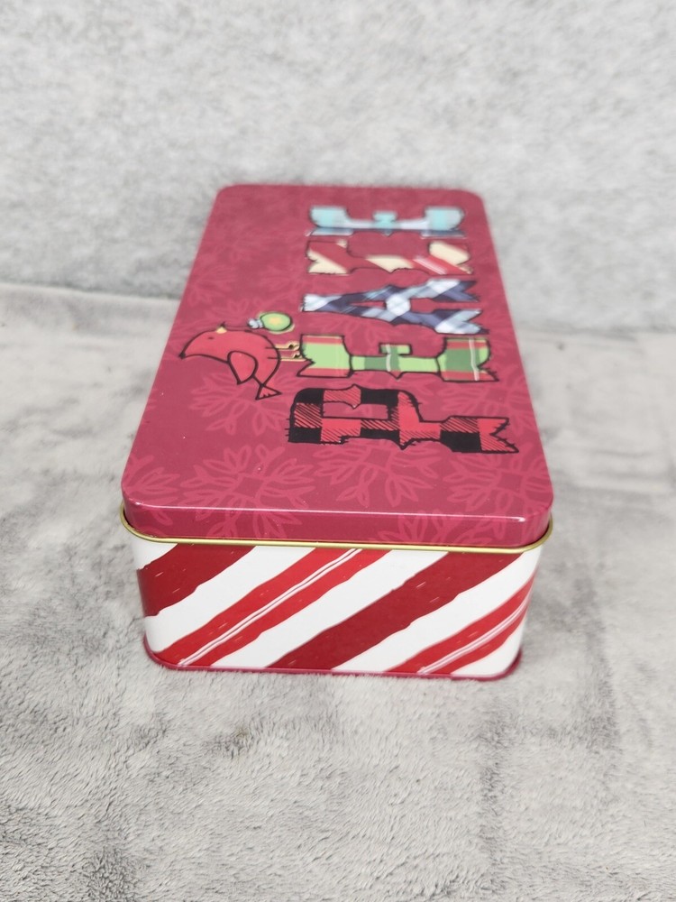 Christmas Holiday Peace Candy Tin Storage Container CandyCane 8” X 4.5”