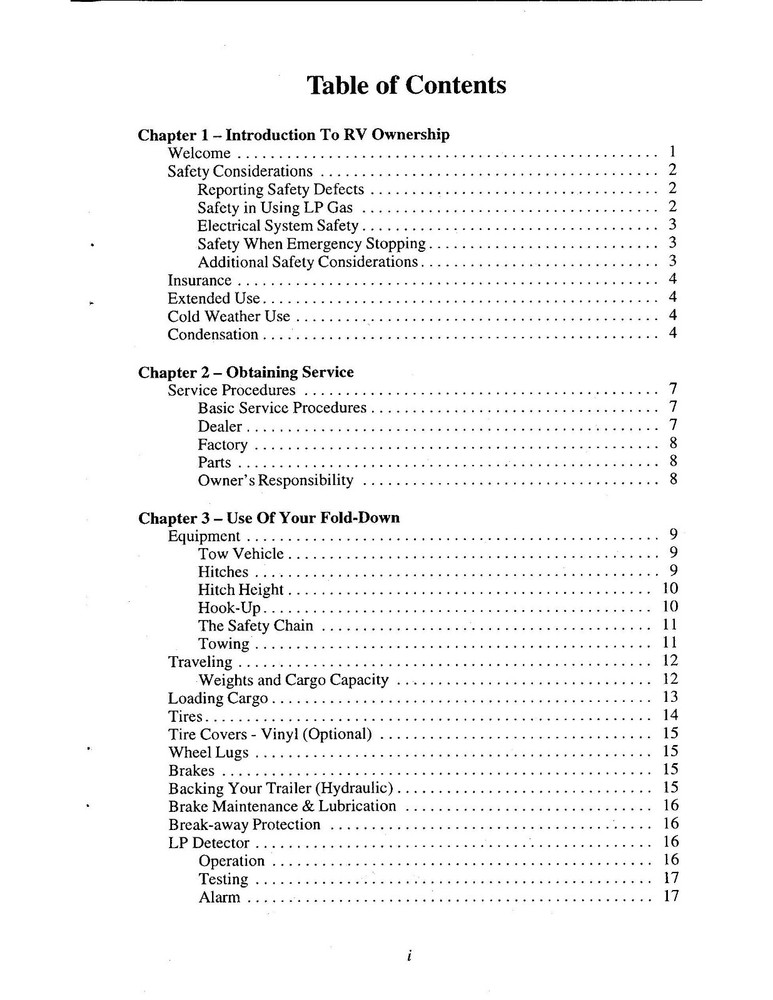 1999 Eagle Jayco Fold-Down Pop-Up Tent Trailer Owners Manual