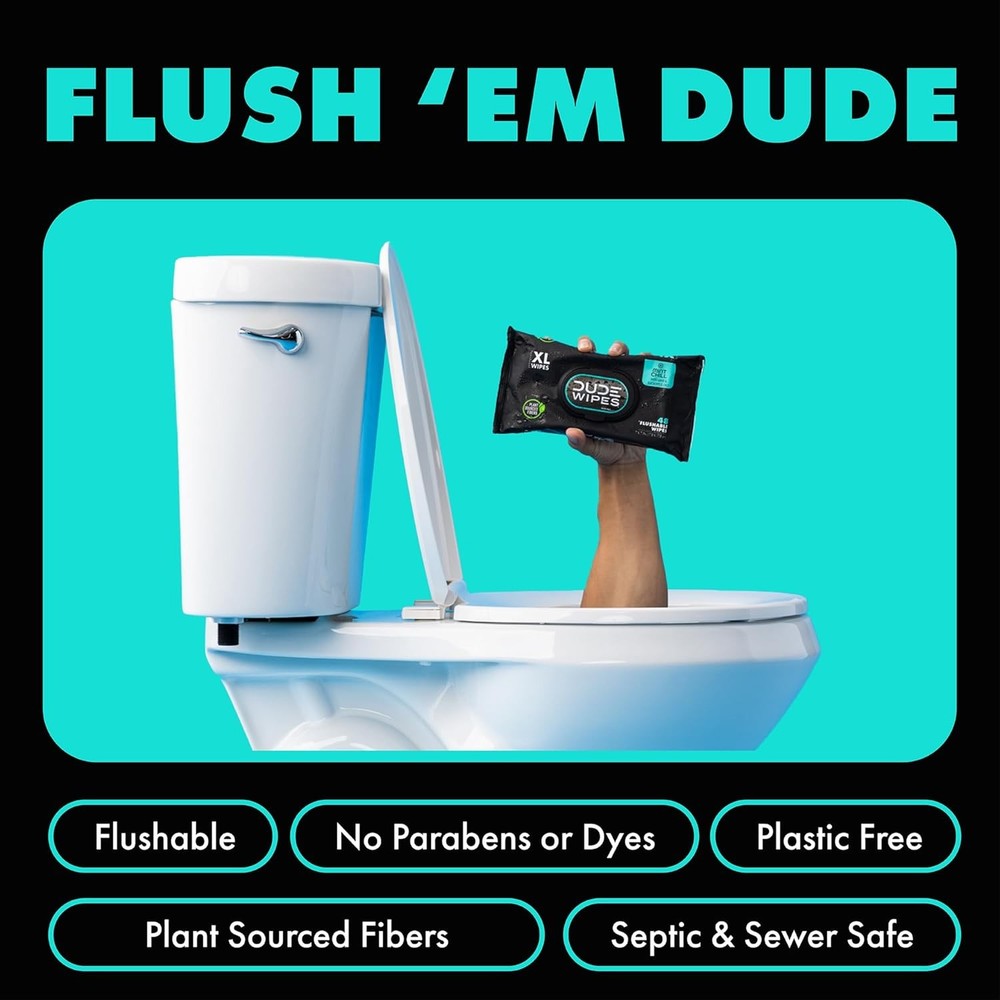 DUDE Wipes, 48 Wipes, 2 Pack | Flushable | Mint Chill | Extra-Large | Eucalyptus