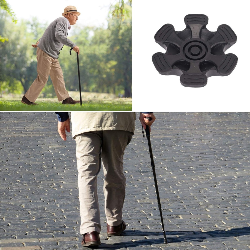 Walking Cane Tips 3/4 inch Heavy Duty, Quad Cane Tips with 6 Support Feets, R...