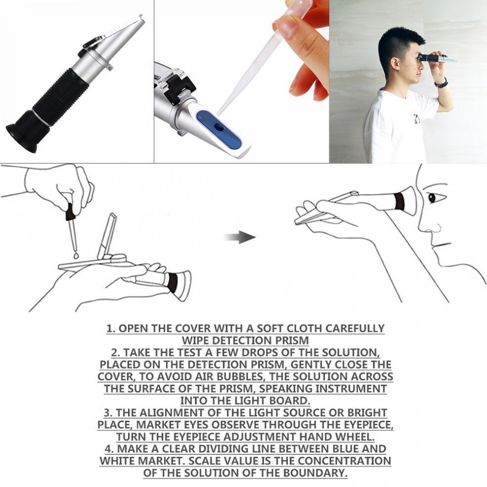 Brix Refractometer 0-32% Brix Meter Refractometer for Testing Sugar Content ATC
