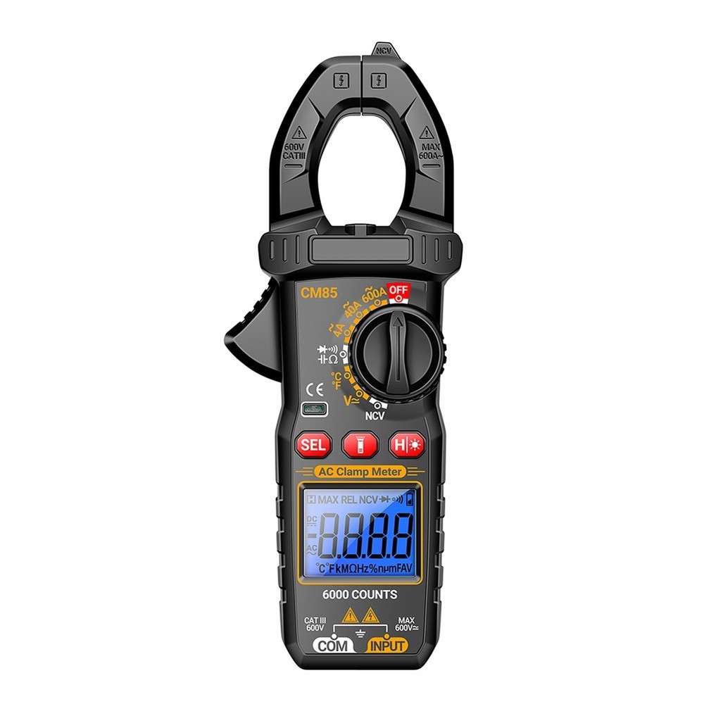 CM85 Clamp Meter with Backlight Flashlight NCV Diode Buzzer 6000 Count